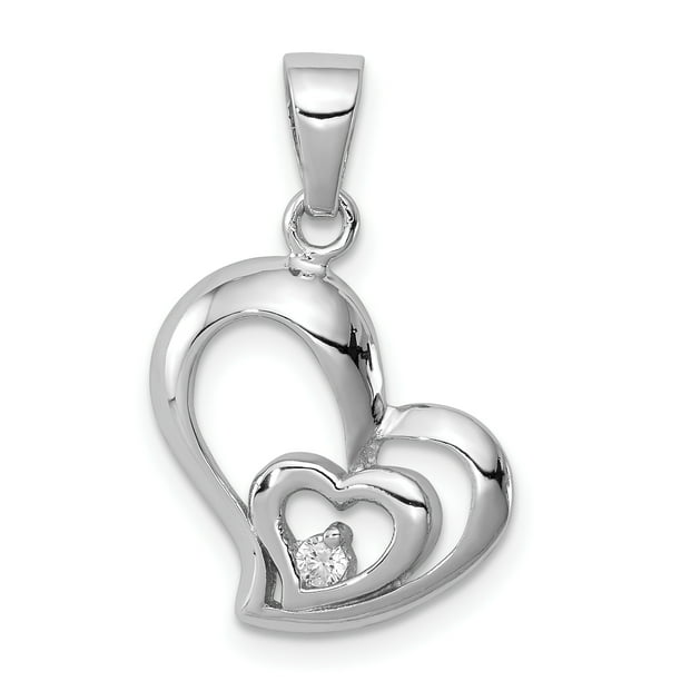 Sterling Silver CZ Heart Pendant